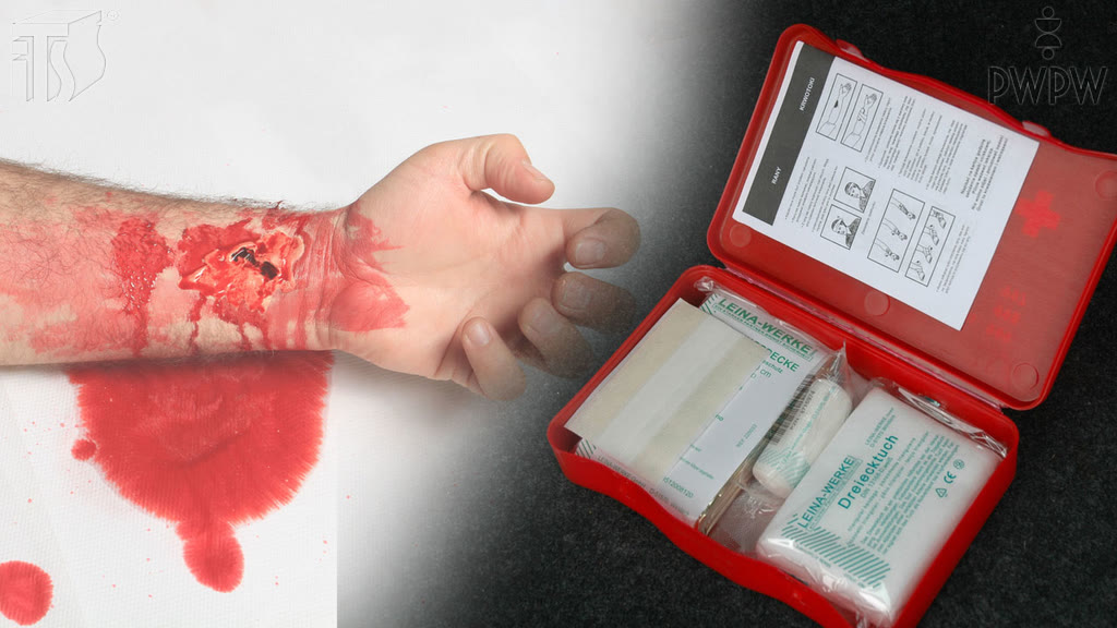 Question illustration: What should you use as a dressing for severely-bleeding wounds?