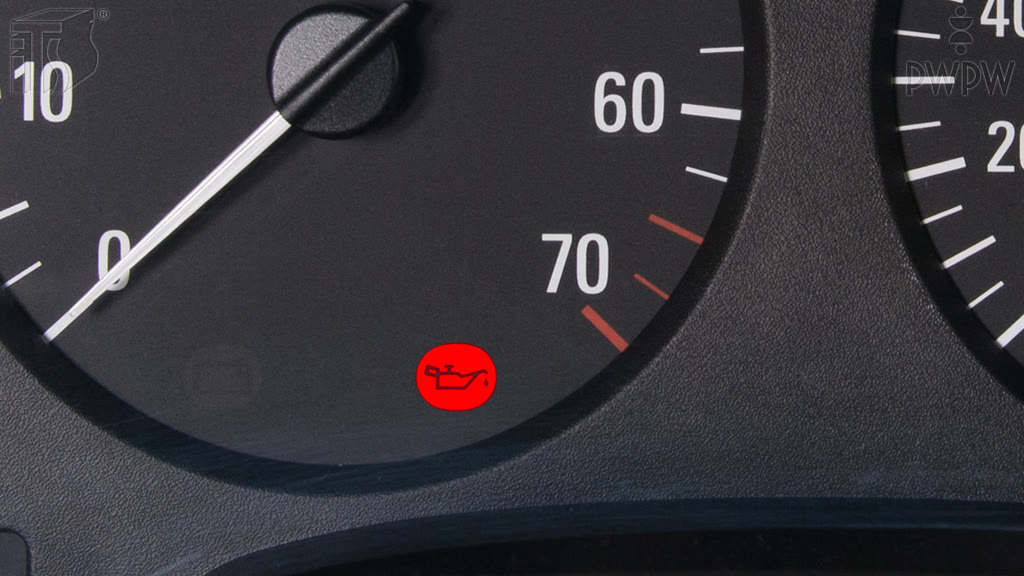 Bild zur Frage: Welche der genannten Folgen können durch die Fortsetzung der Fahrt bei rot leuchtender Kontrolllampe des Motoröldrucks hervorgerufen werden?