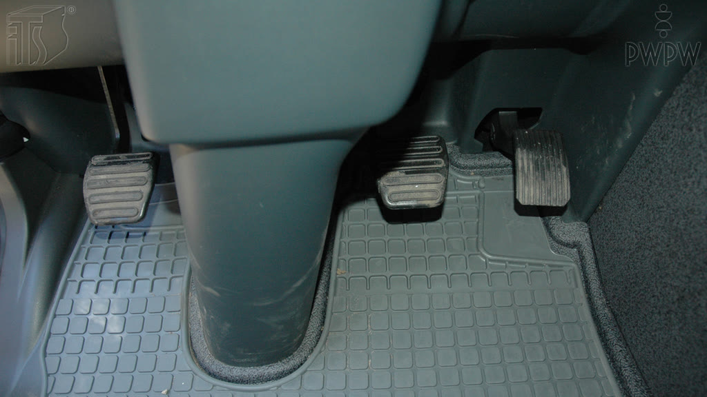Question illustration: While driving a truck, at which point will you press the clutch if you intend to brake?