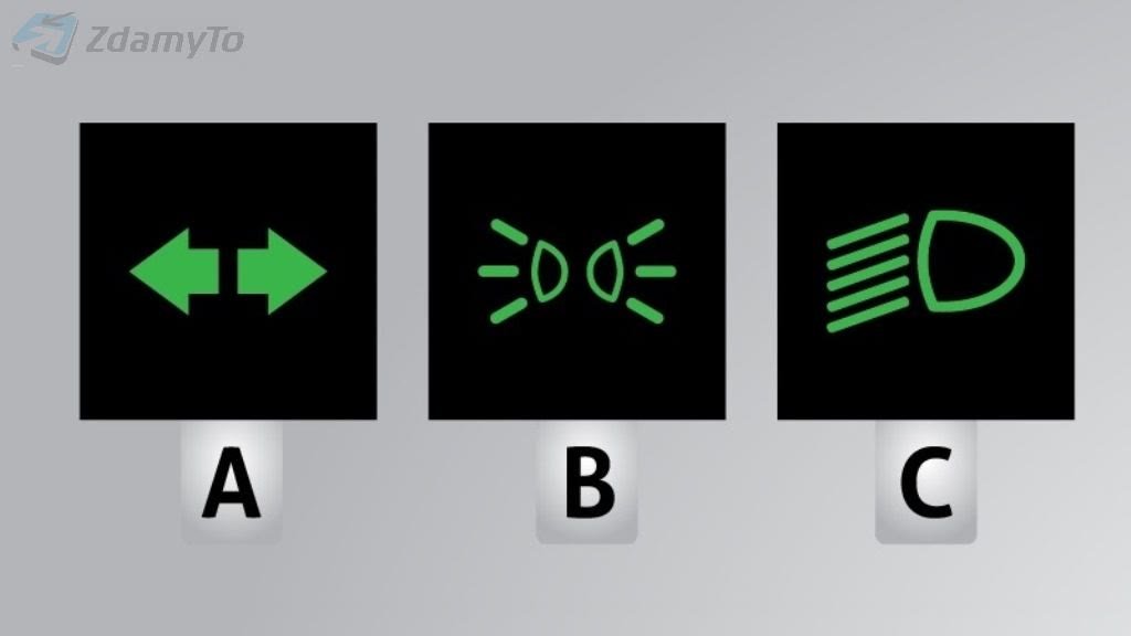 Question illustration: Which of the control lights in the illustration informs you that the dipped headlights are turned on?