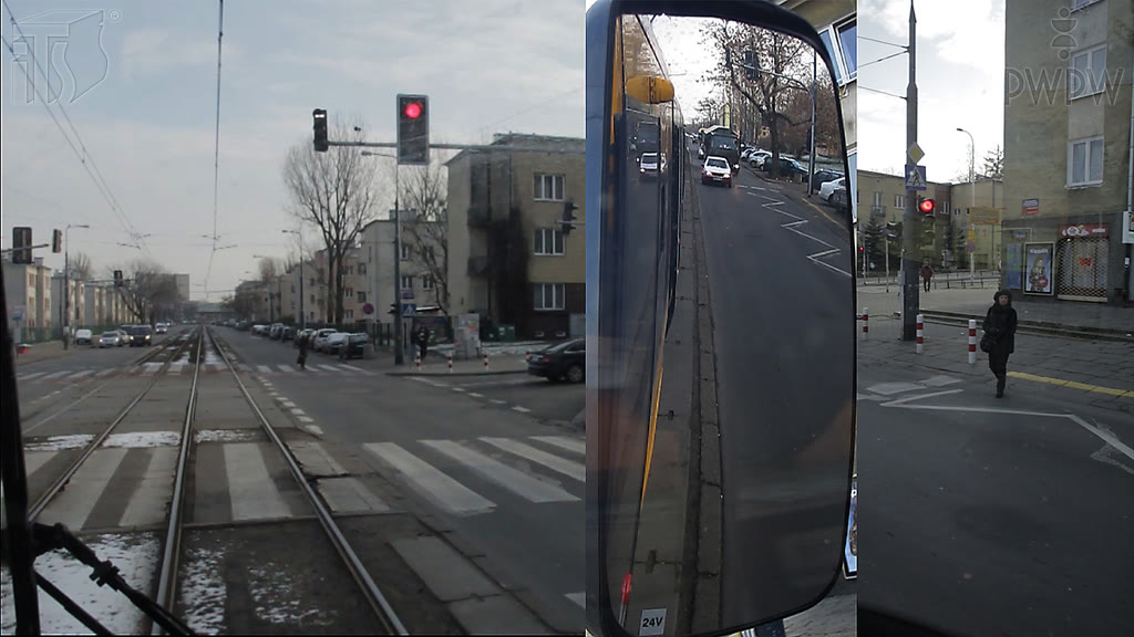 Question illustration: What should a tram driver do in this situation, immediately after stopping the tram at the tram stop?