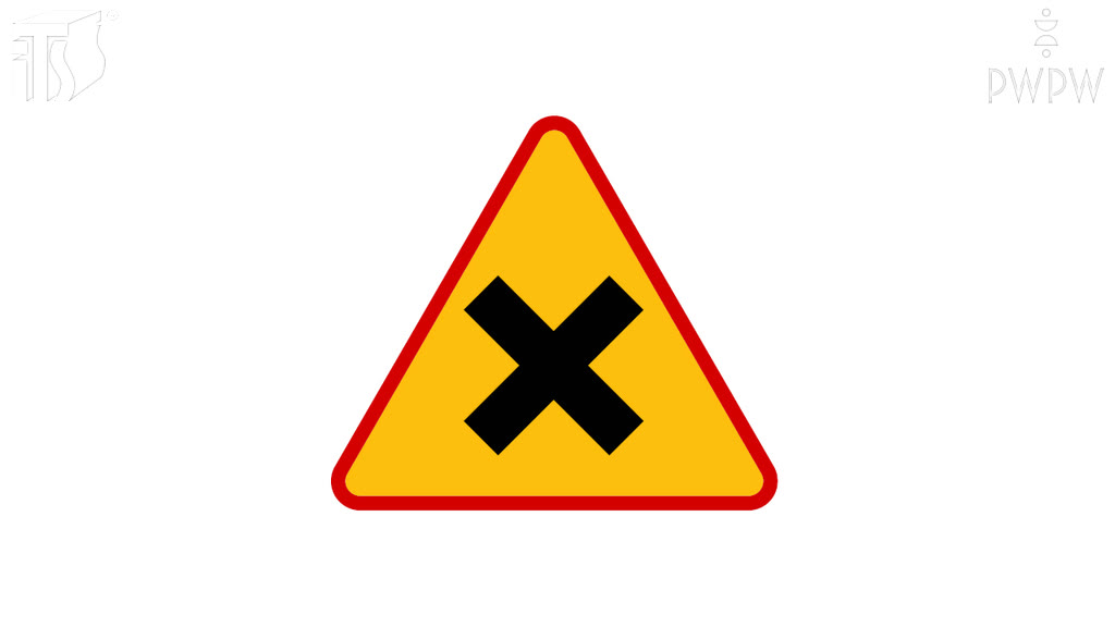 Question illustration: You are driving a tram and approaching an intersection marked with this sign, are you obliged to give way to motor vehicles coming from the left side?