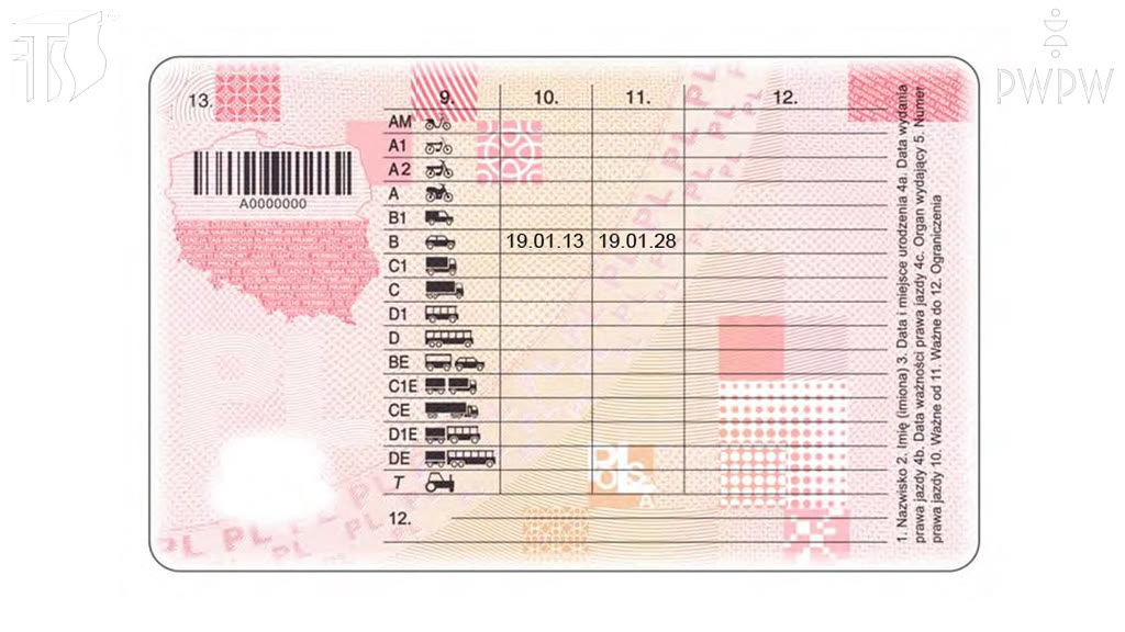 Question illustration: What is the maximum number of persons, including yourself, that you may transport if you have a B-category driving licence?
