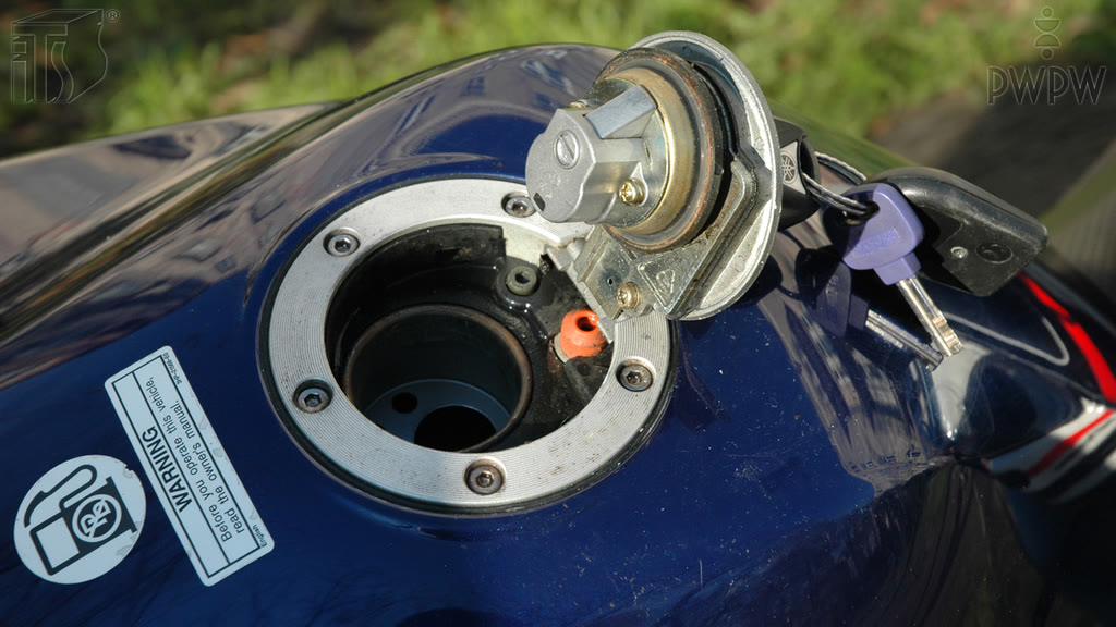 Question illustration: What should you mainly pay attention to when you fill up a motorcycle with fuel?