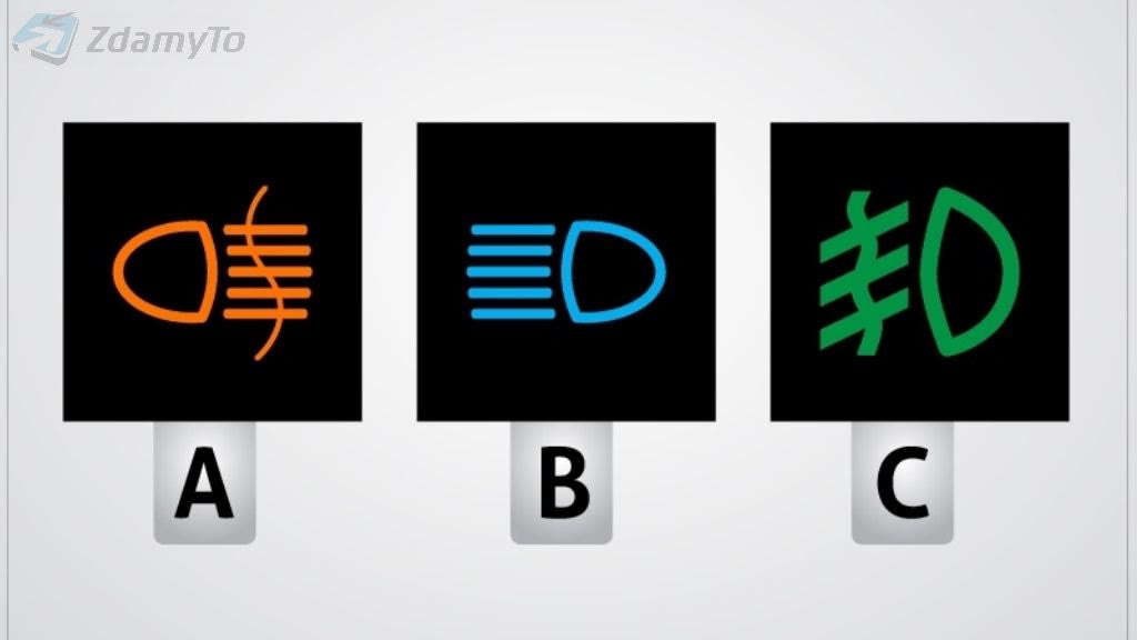 Question illustration: Which of the control lights visible in the illustration informs you that the main beam lights are enabled?