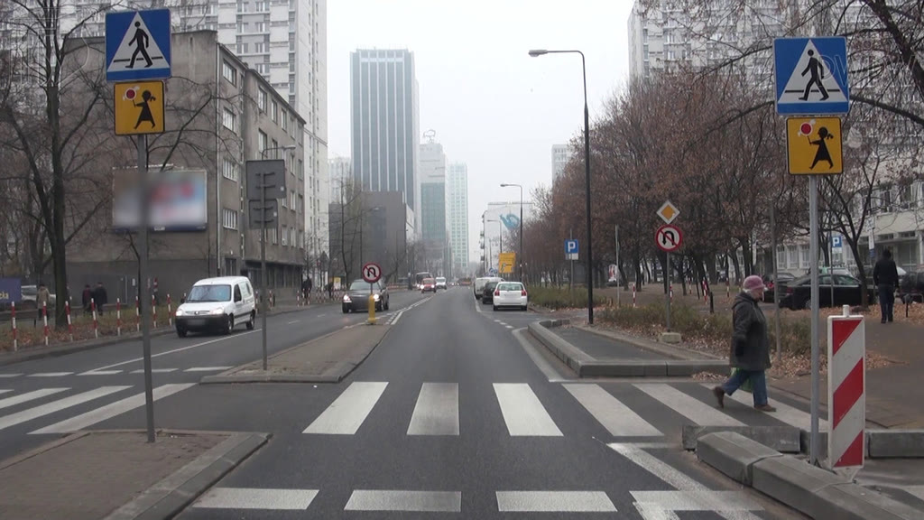 Question illustration: Does a broken line in front of a pedestrian crossing indicate a conditional stopping area?