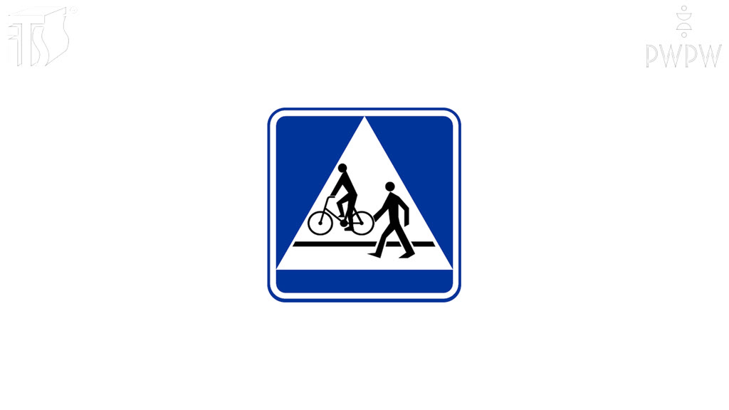 Question illustration: When approaching a place marked with this sign, should you reduce the speed so as not to endanger the safety of pedestrians or cyclists on the pedestrian crossing or level crossing?